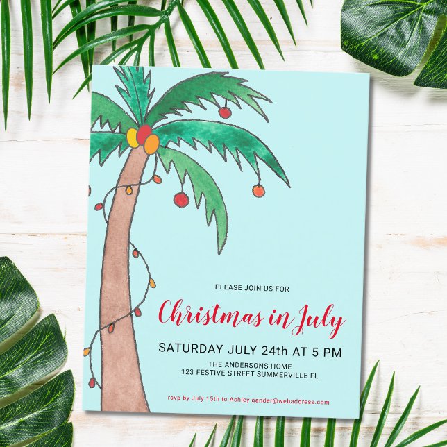 Christmas In July Party Palm Budget Invitation (Creator Uploaded)