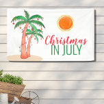 Christmas in July Party Palm Trees Banner<br><div class="desc">Let's celebrate Christmas in July with a BBQ or party!
Invite family and friends to your Christmas themed celebration and decorate it with this island style banner featuring hand drawn palm trees decorated with lights.
Original Drawing © Michele Davies.</div>