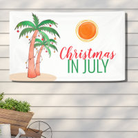Christmas in July Party Palm Trees Banner