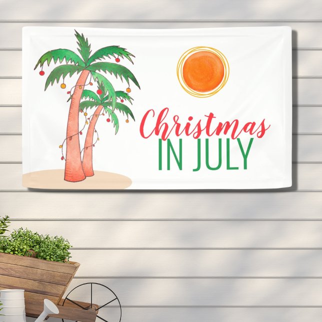 Christmas in July Party Palm Trees Banner (Creator Uploaded)