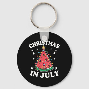 Christmas In July Party Watermelon Christmas Tree Key Ring