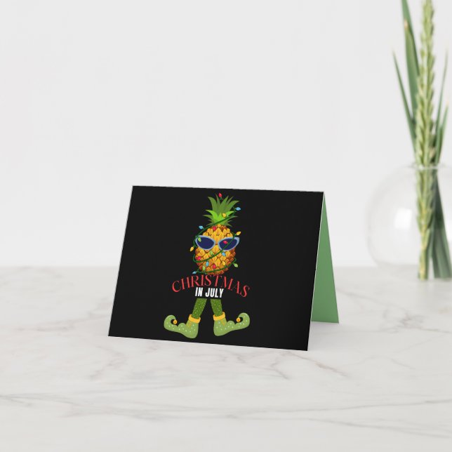 Christmas in July Pineapple Elf Matching Greetings Thank You Card (Front)
