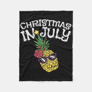 Christmas In July Pineapple Funny Summer Tropical  Fleece Blanket