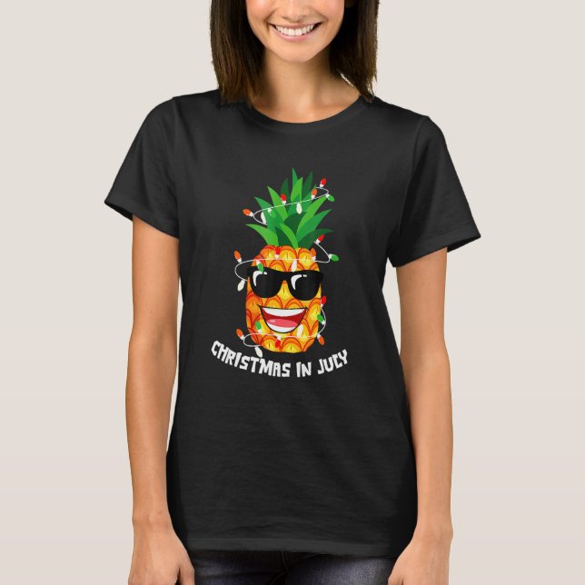 Christmas In July Pineapple Hawaii Beach Summer T-Shirt (Front)