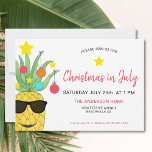 Christmas In July Pineapple Party Invitation<br><div class="desc">Christmas In July Pineapple Party Invitation. Invite family and friends to your Christmas Summer Celebration with these fun festive invitations. They are decorated with a brightly coloured watercolor of a yellow pineapple decorated as a Christmas Tree and wearing sunglasses! All the text is customisable so you can change the word...</div>