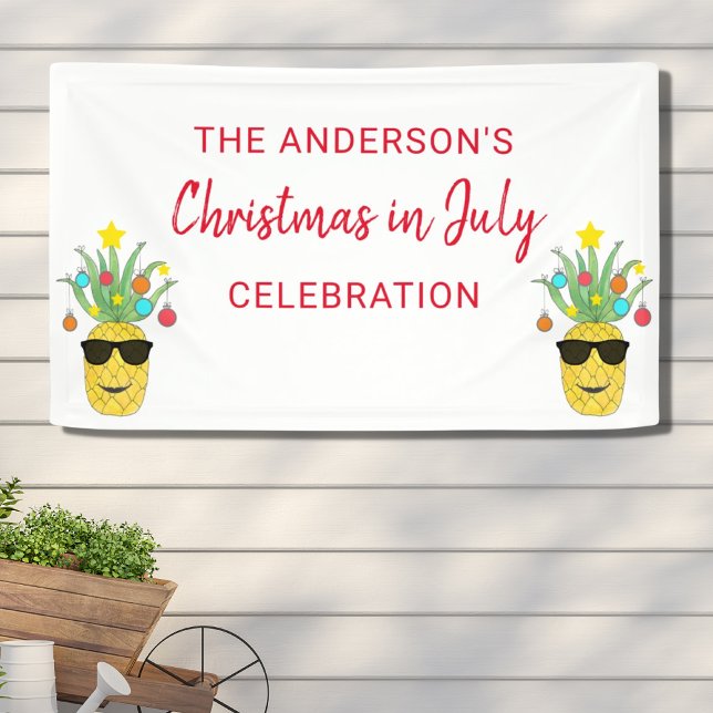 Christmas In July Pineapple Personalised Banner (Creator Uploaded)