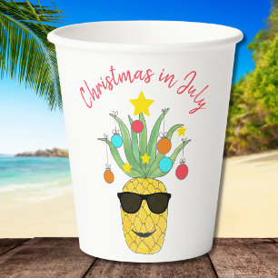 Christmas in July Pineapple Tropical Holiday  Paper Cups