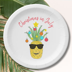 Christmas in July Pineapple Tropical Holiday  Paper Plate