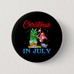 Christmas In July Pineapple Xmas Tree Flamingo San 6 Cm Round Badge