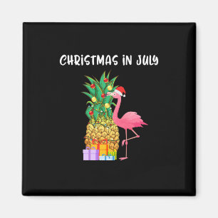 Christmas In July Pineapple Xmas Tree Flamingo San Magnet