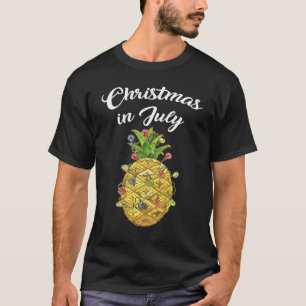 Christmas In July Pineapple Xmas Tree Lights Beach T-Shirt