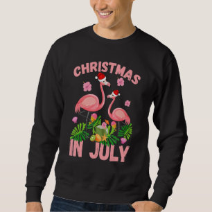 Christmas in July Pink Flamingo Funny Xmas Men Wom Sweatshirt