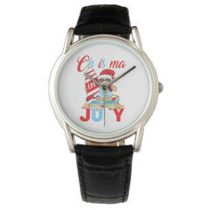 Christmas in July Pink Flamingo Funny Xmas Men Wom Watch