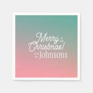 Christmas in July Pink Green Ombre Party Napkin