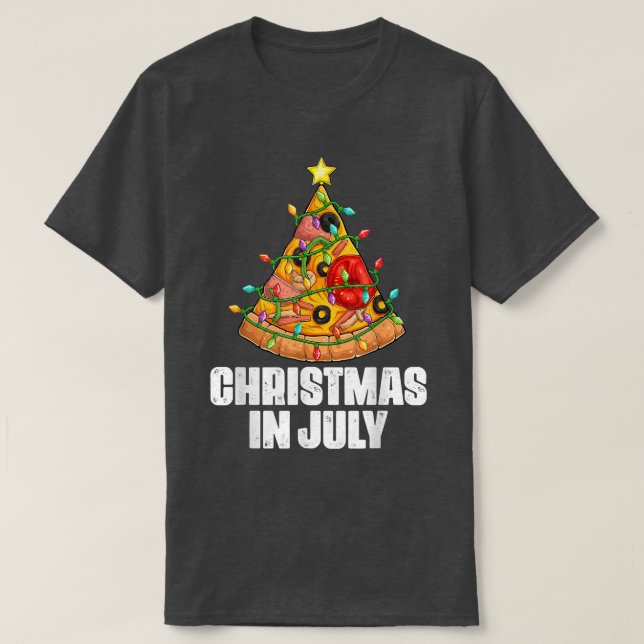 Christmas in July Pizza Xmas Tree Beach Summer Vac T-Shirt (Design Front)