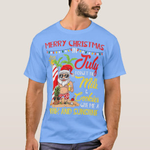 Christmas In July Pool Party Santa Drinking Summer T-Shirt