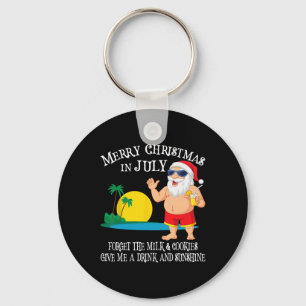 Christmas In July Pool Party Santa Men Women Vacat Key Ring
