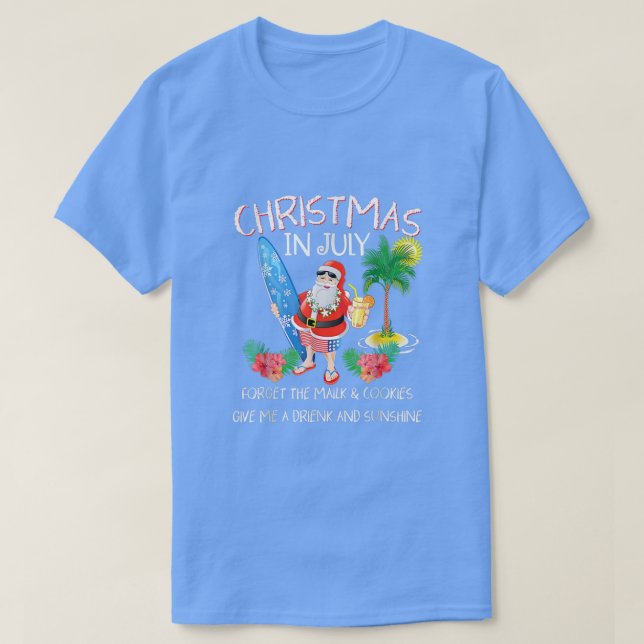 Christmas In July Pool Party Santa Men Women Vacat T-Shirt (Design Front)