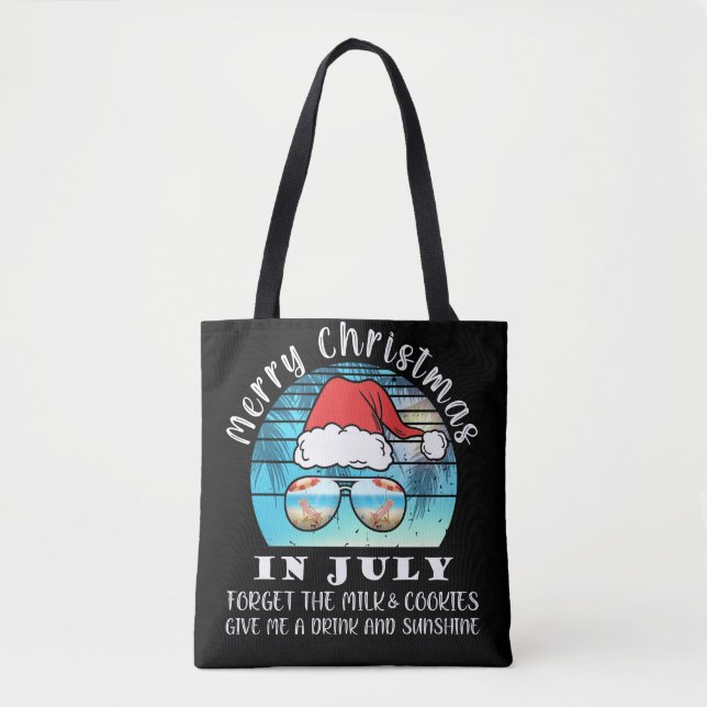 Christmas In July Pool Party Santa Vacation Drink Tote Bag (Front)