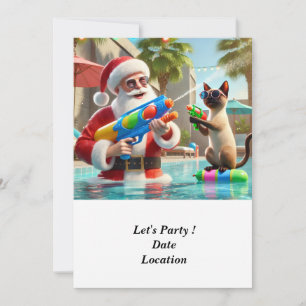 Christmas in July Pool Party with Santa Claus Invi Invitation