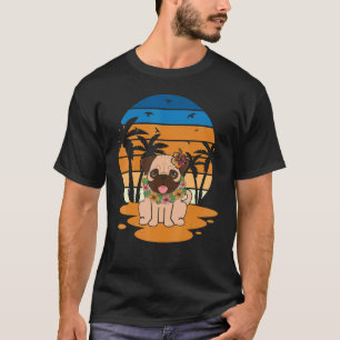 Christmas In July Pug Dog At Beach Pet Owner Graph T-Shirt