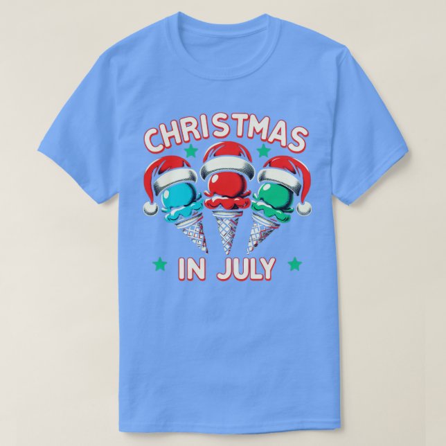 Christmas in July Retro for Kids Ice Santa Funny T-Shirt (Design Front)