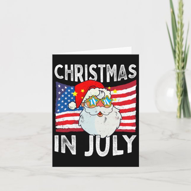 Christmas In July Retro Hipster Funny Santa Men Wo Card (Front)