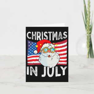 Christmas In July Retro Hipster Funny Santa Men Wo Card