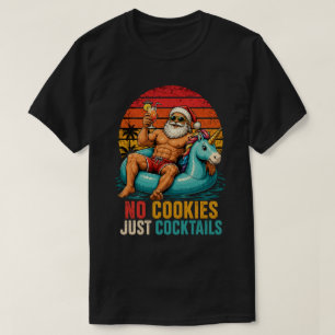 Christmas In July Retro Summer Santa Cocktail T-Shirt