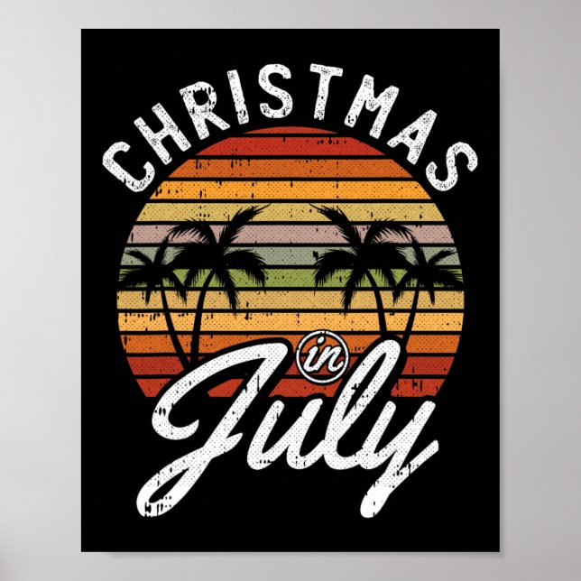 Christmas In July Retro Tropical Beach Summer Hawa Poster (Front)