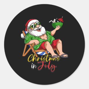 Christmas In July Santa 3 Classic Round Sticker