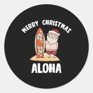 Christmas In July Santa Aloha Hawaii Beach Sand Classic Round Sticker