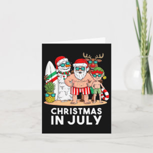 Christmas In July Santa And Friends Xmas Summer Bo Card