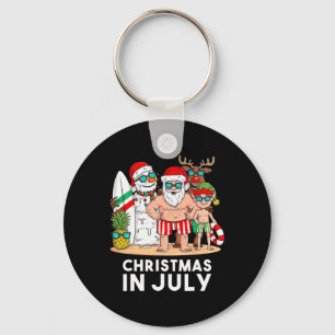 Christmas In July Santa And Friends Xmas Summer Bo Key Ring