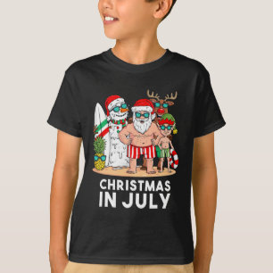 Christmas In July Santa And Friends Xmas Summer Bo T-Shirt