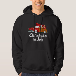Christmas in July Santa and Surf Wagon Summer Sur Hoodie