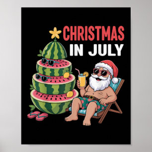 Christmas In July Santa Beach Watermelon Kids Todd Poster