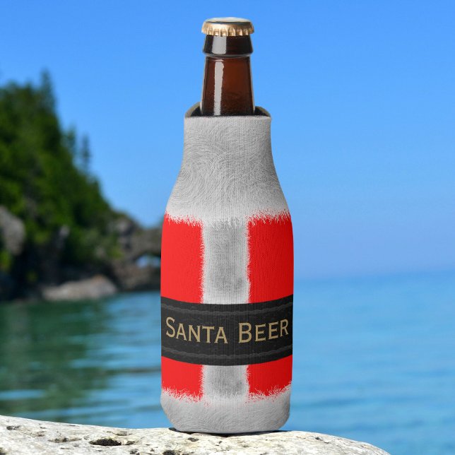 Christmas in July Santa Beer Bottle Cooler (Perfect for your beer at Christmas in July (or the one in December) Just add your name)