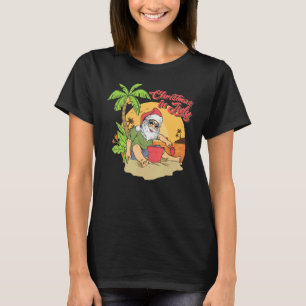 Christmas In July Santa Claus Beach Summer Solstic T-Shirt