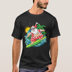 Christmas in July Santa Claus Hawaiian Surfing Gif T-Shirt