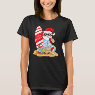 Christmas In July Santa Claus On The Beach With Su T-Shirt