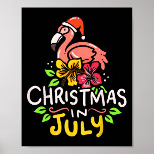 Christmas In July Santa Claus Surf Poster