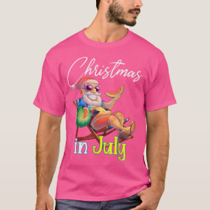Christmas In July Santa Claus Watermelon Beach Lov T-Shirt