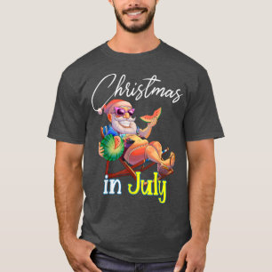 Christmas In July Santa Claus Watermelon Beach Lov T-Shirt