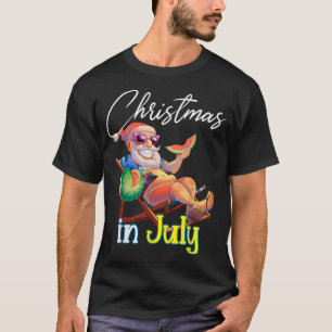 Christmas In July Santa Claus Watermelon Beach Lov T-Shirt