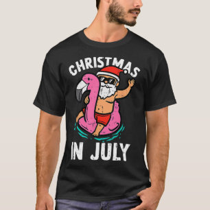 Christmas In July Santa Doflamingo Hawaii Beach He T-Shirt