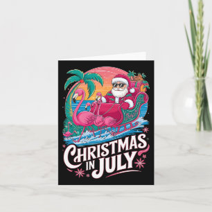 Christmas In July Santa Flamingo Float Summer Beac Card