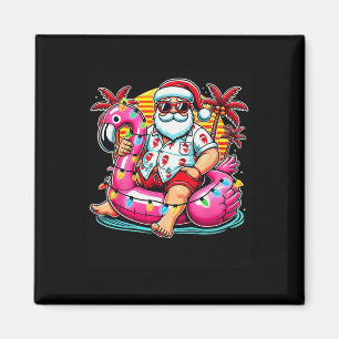Christmas In July Santa Flamingo Float Summer Xmas Magnet