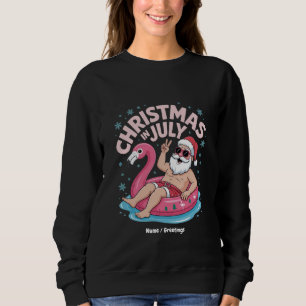Christmas in July Santa Flamingo Funny Summer Xmas Sweatshirt