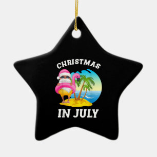 Christmas In July Santa Flamingo Pool Summer Ceramic Tree Decoration